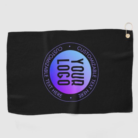 Ihr Logo & Modern Blue & Lila Ombre Gradient Golfhandtuch (Horizontal)
