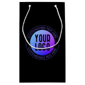 Ihr Logo & Modern Blue & Lila Ombre Gradient Kleine Geschenktüte (Rückseite)