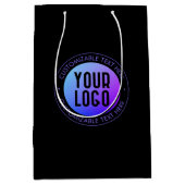 Ihr Logo & Modern Blue & Lila Ombre Gradient Mittlere Geschenktüte (Vorderseite)