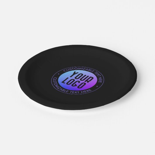 Ihr Logo & Modern Blue & Lila Ombre Gradient Pappteller (Schrägansicht)