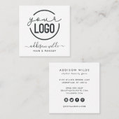 Ihr Logo Modern Chic Minimal Einfach Weiß Platz Quadratische Visitenkarte (Vorne/Hinten)