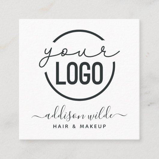 Ihr Logo Modern Chic Minimal Einfach Weiß Platz Quadratische Visitenkarte (Vorderseite)
