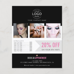 Ihr Logo Modern Schwarz Rosa Schönheitssalon Promo Flyer