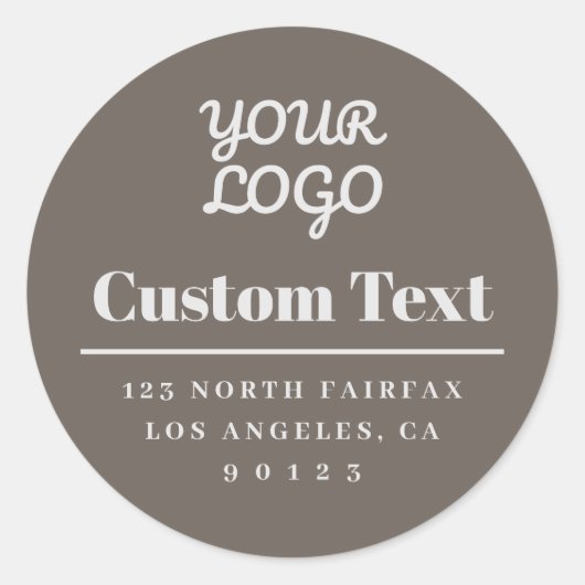 Ihr Logo Moderne Rücksendeadresse Beige & Hellgrau Runder Aufkleber (Vorderseite)