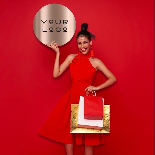 Ihr Logo Moderner Metallischer Minimalismus Online Runder Aufkleber