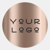 Ihr Logo Moderner Metallischer Minimalismus Online Runder Aufkleber (Vorderseite)