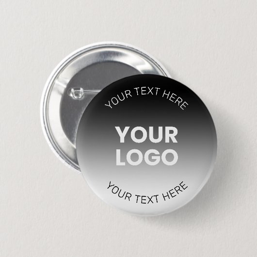 Ihr Logo | Modernes, bearbeitbares Schwarz-Weiß-Bi Button (Vorne & Hinten)