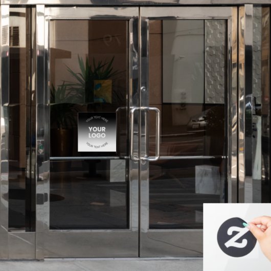 Ihr Logo | Modernes, bearbeitbares Schwarz-Weiß-Bi Fensteraufkleber (Büro Tür)