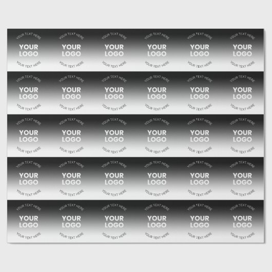 Ihr Logo | Modernes, bearbeitbares Schwarz-Weiß-Bi Geschenkpapier (Flach)