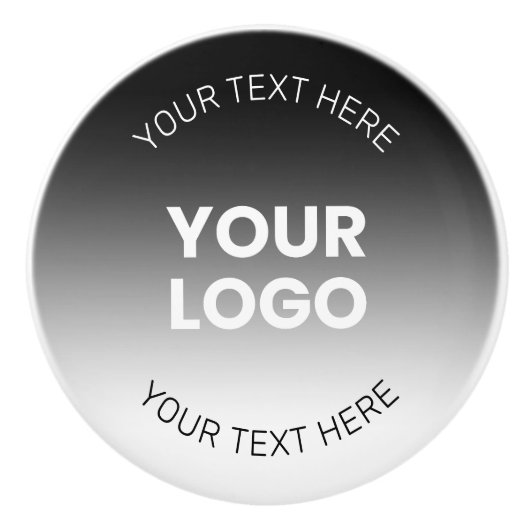 Ihr Logo | Modernes, bearbeitbares Schwarz-Weiß-Bi Keramikknauf (Vorderseite)