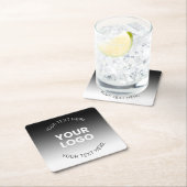 Ihr Logo | Modernes, bearbeitbares Schwarz-Weiß-Bi Rechteckiger Pappuntersetzer (Vor Ort)