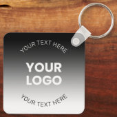 Ihr Logo | Modernes, bearbeitbares Schwarz-Weiß-Bi Schlüsselanhänger (Rückseite)