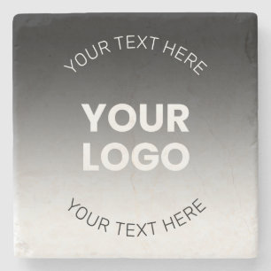 Ihr Logo   Modernes, bearbeitbares Schwarz-Weiß-Bi Steinuntersetzer