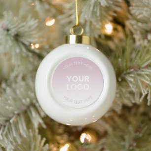 Ihr Logo Modernes Dusty Pink & Weiß Ombre Keramik Kugel-Ornament