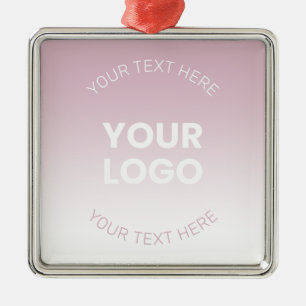 Ihr Logo Modernes Dusty Pink & Weiß Ombre Ornament Aus Metall
