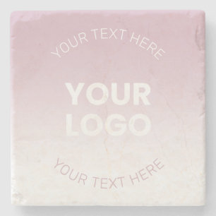 Ihr Logo   Modernes Dusty Pink & Weiß Ombre Steinuntersetzer