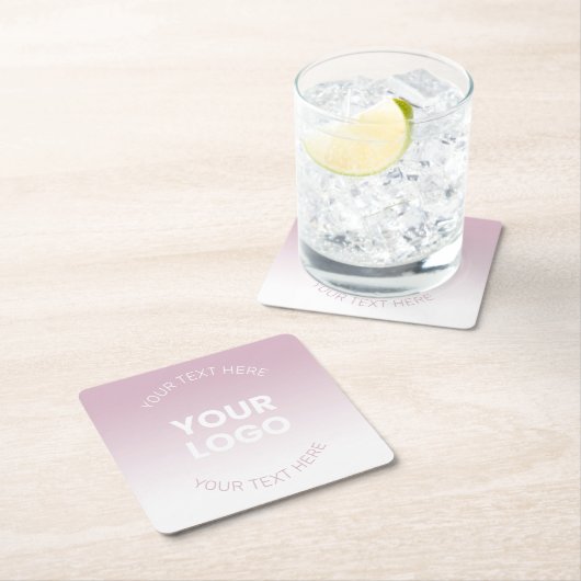 Ihr Logo | Modernes Dusty Pink & White Ombre Rechteckiger Pappuntersetzer (Vor Ort)