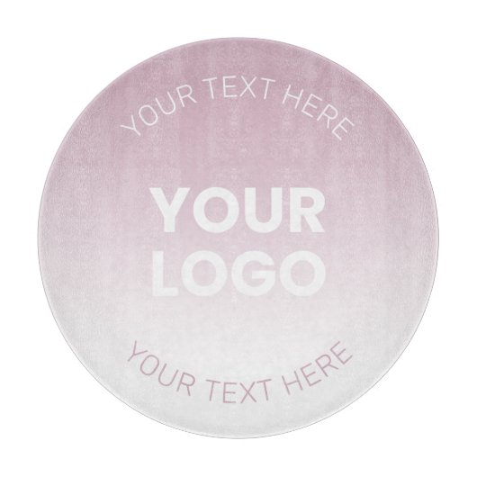 Ihr Logo | Modernes Dusty Pink & White Ombre Schneidebrett (Vorderseite)