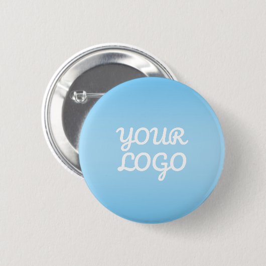 Ihr Logo & Modernes einfaches Ombre | Hellblau Button (Vorne & Hinten)