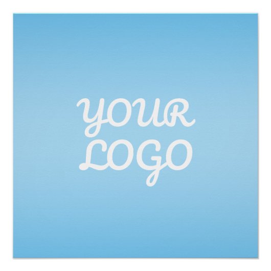 Ihr Logo & Modernes einfaches Ombre | Hellblau Poster (Vorderseite)