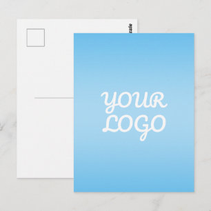 Ihr Logo & Modernes einfaches Ombre   Hellblau Postkarte