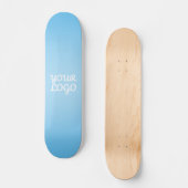 Ihr Logo & Modernes einfaches Ombre | Hellblau Skateboard (Vorderseite)