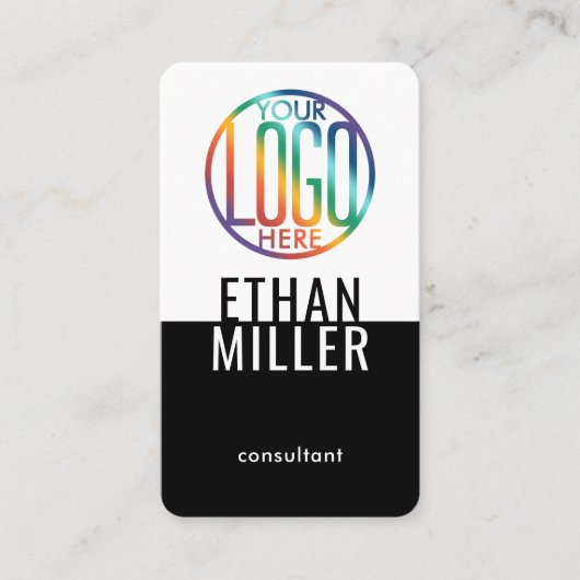 Ihr Logo Modernes, Minimalistisches Schwarz/Weiß Visitenkarte (Vorderseite)