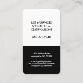 Ihr Logo Modernes, Minimalistisches Schwarz/Weiß Visitenkarte (Rückseite)