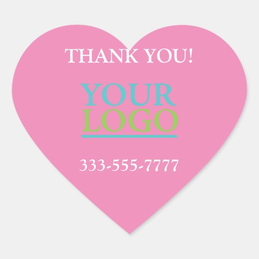Ihr Logo, Name & Telefon oder Website Promo PinkWh Herz-Aufkleber (Vorderseite)
