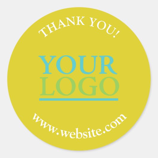 Ihr Logo, Name und Website-Promo, dunkelgelb Runder Aufkleber (Vorderseite)