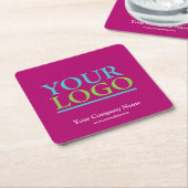 Ihr Logo, Name und Website-Promo, Fuchsia Rechteckiger Pappuntersetzer (angewinkelt)