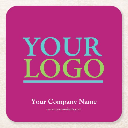 Ihr Logo, Name und Website-Promo, Fuchsia Rechteckiger Pappuntersetzer (Vorderseite)