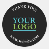 Ihr Logo, Name und Website-Promo, schwarz Runder Aufkleber (Vorderseite)
