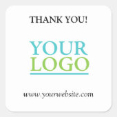 Ihr Logo, Name und Website-Promo, weiß Quadratischer Aufkleber (Vorderseite)