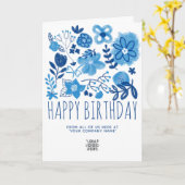 Ihr Logo Navy Blue Blumen Happy Birthday Karte (Gelbe Blume)