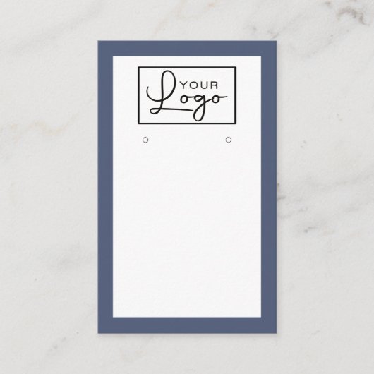 Ihr Logo Navy Blue Border Earring Card QR Code Visitenkarte (Vorderseite)