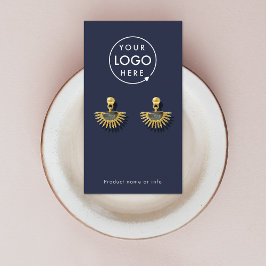 Ihr Logo | Navy Blue Modern Earring Display Card Visitenkarte