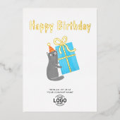 Ihr Logo Niedlich Cat Blue Geschenk Geburtstag Folieneinladung (Vorderseite)