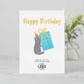 Ihr Logo Niedlich Cat Blue Geschenk Geburtstag Folieneinladung (Stehend vorne)