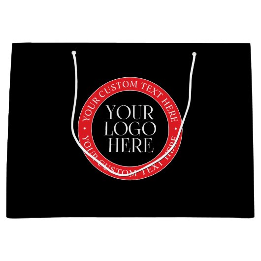 Ihr Logo oder anderes Bild | Schwarz, Rot und Weiß Große Geschenktüte (Vorderseite)