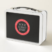 Ihr Logo oder anderes Bild | Schwarz, Rot und Weiß Metall Brotdose (Rückseite)