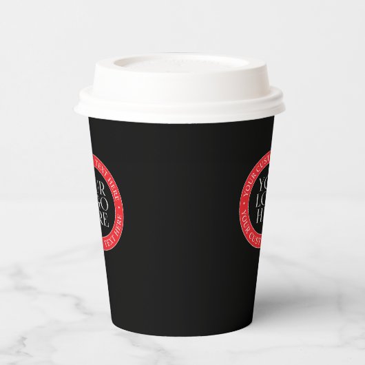 Ihr Logo oder anderes Bild | Schwarz, Rot und Weiß Pappbecher (Links)