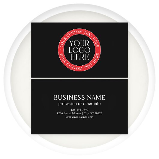 Ihr Logo oder anderes Bild | Schwarz, Rot und Weiß Visitenkarte