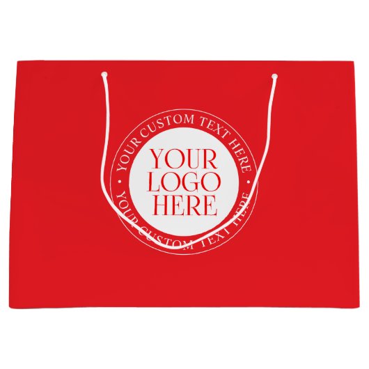 Ihr Logo oder anderes Bild | Weihnachtsrot und Wei Große Geschenktüte (Vorderseite)
