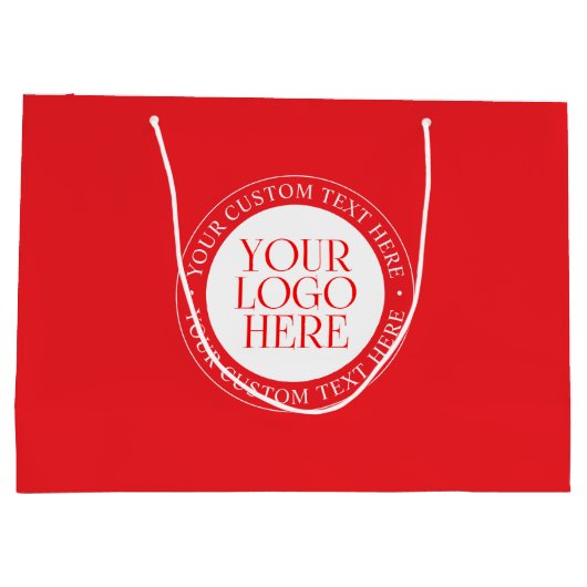 Ihr Logo oder anderes Bild | Weihnachtsrot und Wei Große Geschenktüte (Rückseite)