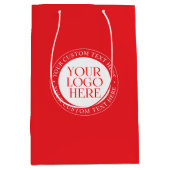 Ihr Logo oder anderes Bild | Weihnachtsrot und Wei Mittlere Geschenktüte (Vorderseite)