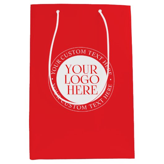 Ihr Logo oder anderes Bild | Weihnachtsrot und Wei Mittlere Geschenktüte (Vorderseite)