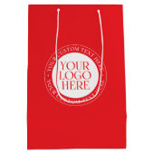 Ihr Logo oder anderes Bild | Weihnachtsrot und Wei Mittlere Geschenktüte (Rückseite)