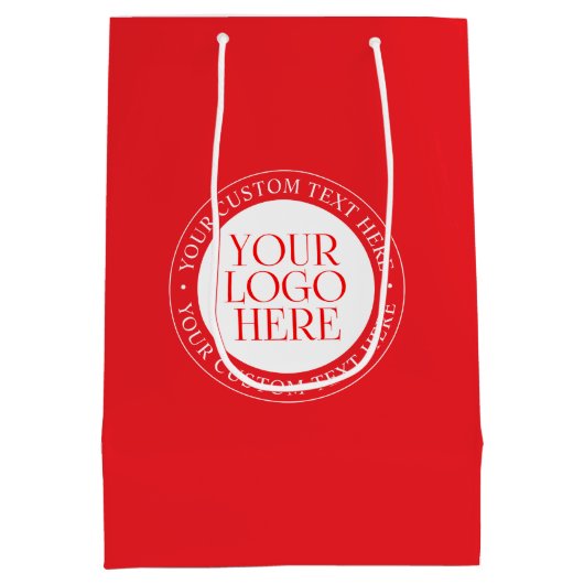 Ihr Logo oder anderes Bild | Weihnachtsrot und Wei Mittlere Geschenktüte (Rückseite)
