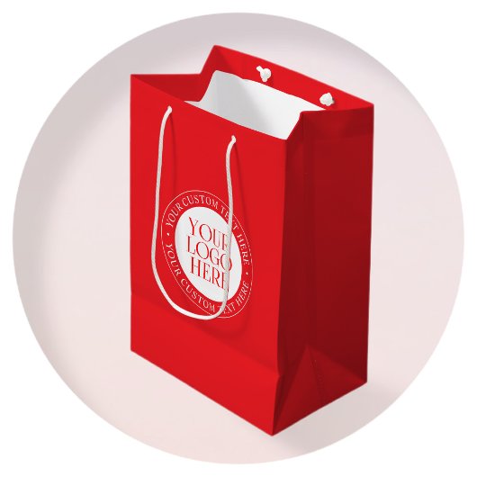 Ihr Logo oder anderes Bild | Weihnachtsrot und Wei Mittlere Geschenktüte